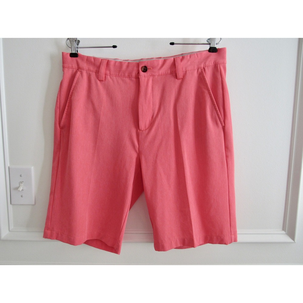 Greg Norman ML75 Microlux Mens Golf Shorts 32 Coral PlayDry Stretch Shark